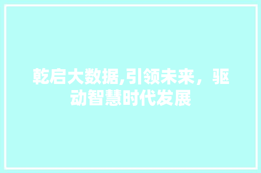 乾启大数据,引领未来，驱动智慧时代发展