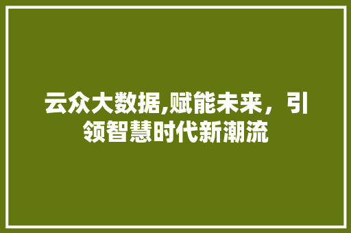 云众大数据,赋能未来，引领智慧时代新潮流