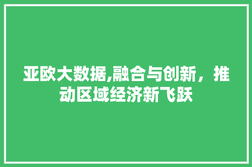 亚欧大数据,融合与创新，推动区域经济新飞跃