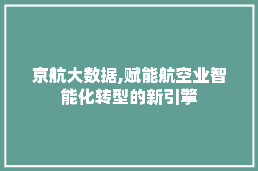 京航大数据,赋能航空业智能化转型的新引擎