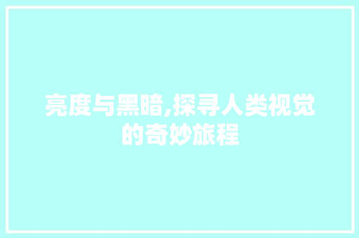 亮度与黑暗,探寻人类视觉的奇妙旅程