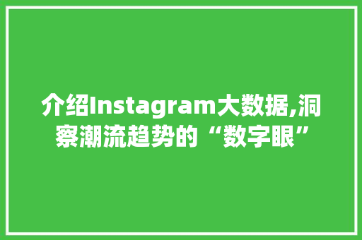 介绍Instagram大数据,洞察潮流趋势的“数字眼”