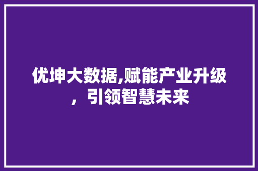 优坤大数据,赋能产业升级，引领智慧未来