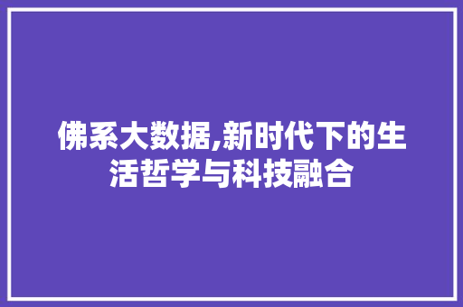 佛系大数据,新时代下的生活哲学与科技融合