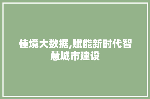 佳境大数据,赋能新时代智慧城市建设