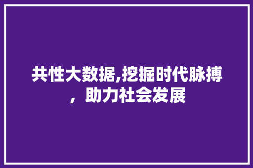 共性大数据,挖掘时代脉搏，助力社会发展