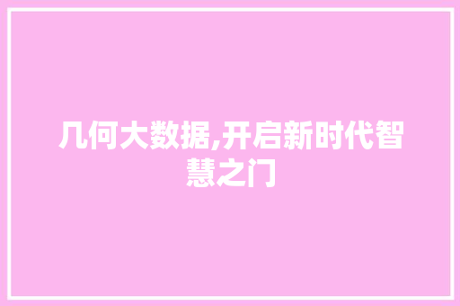 几何大数据,开启新时代智慧之门