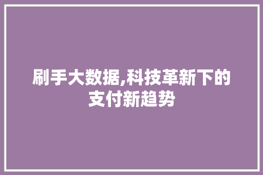 刷手大数据,科技革新下的支付新趋势