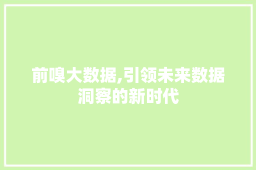 前嗅大数据,引领未来数据洞察的新时代