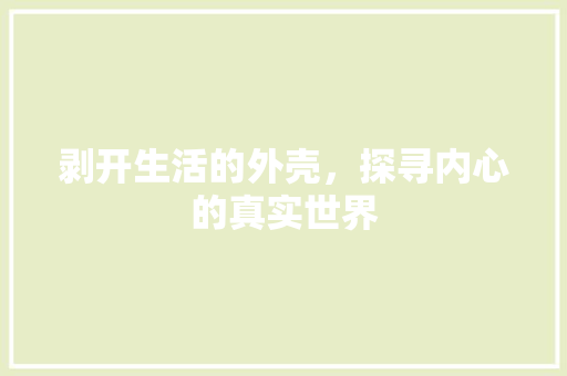 剥开生活的外壳，探寻内心的真实世界