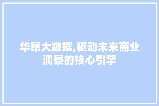 华昂大数据,驱动未来商业洞察的核心引擎