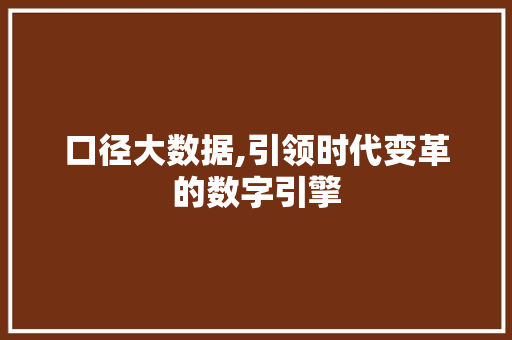口径大数据,引领时代变革的数字引擎