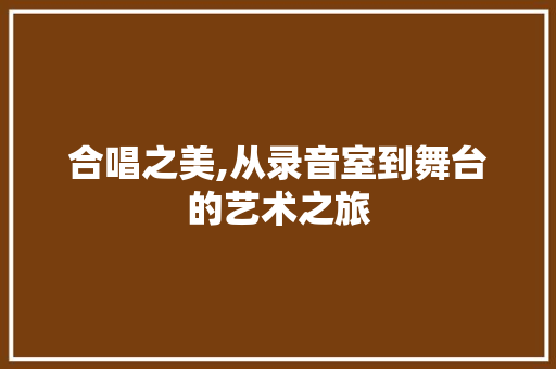 合唱之美,从录音室到舞台的艺术之旅
