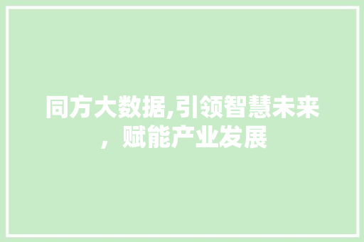 同方大数据,引领智慧未来，赋能产业发展