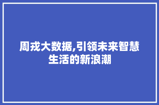 周戎大数据,引领未来智慧生活的新浪潮
