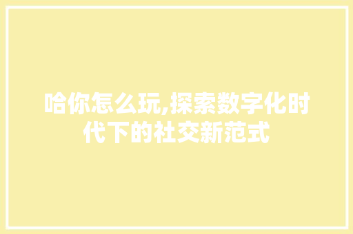 哈你怎么玩,探索数字化时代下的社交新范式