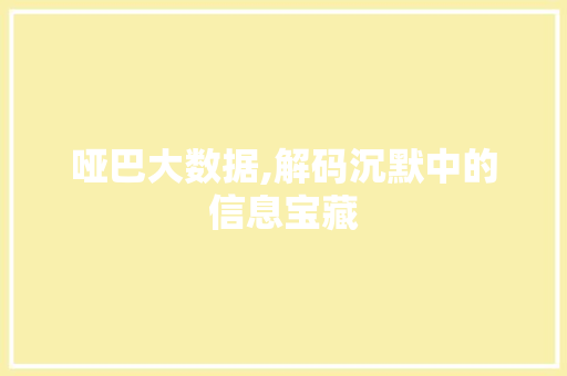哑巴大数据,解码沉默中的信息宝藏