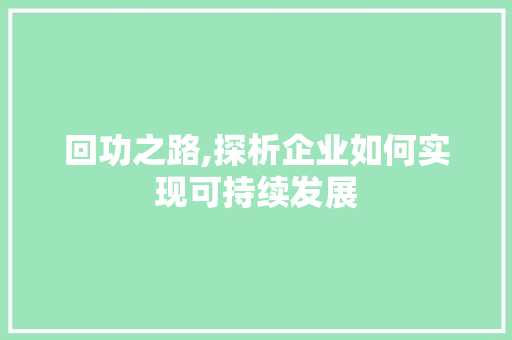 回功之路,探析企业如何实现可持续发展
