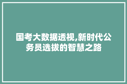 国考大数据透视,新时代公务员选拔的智慧之路