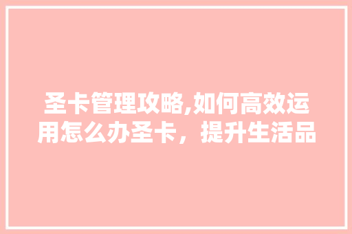 圣卡管理攻略,如何高效运用怎么办圣卡，提升生活品质