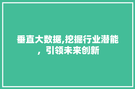 垂直大数据,挖掘行业潜能，引领未来创新