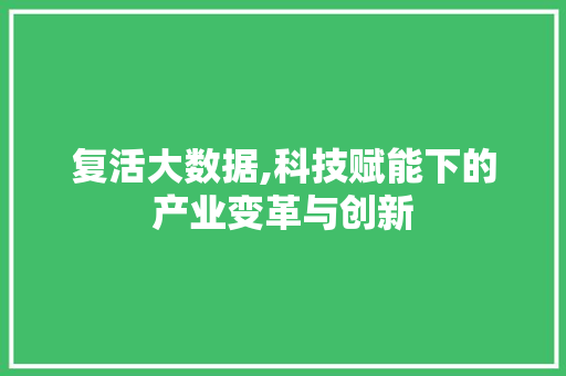 复活大数据,科技赋能下的产业变革与创新