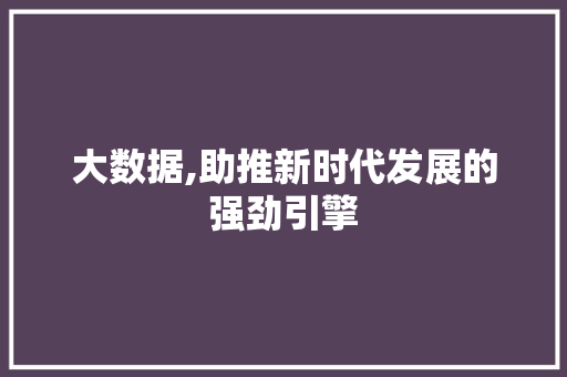 大数据,助推新时代发展的强劲引擎