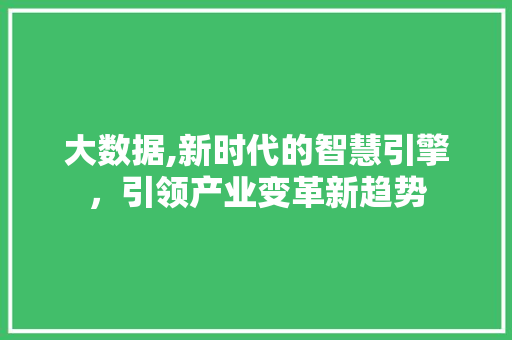 大数据,新时代的智慧引擎，引领产业变革新趋势