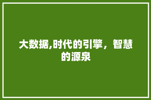 大数据,时代的引擎，智慧的源泉