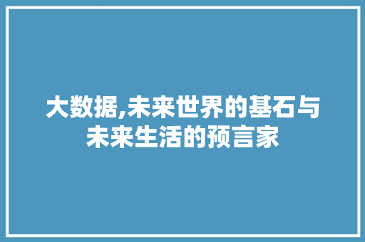 大数据,未来世界的基石与未来生活的预言家