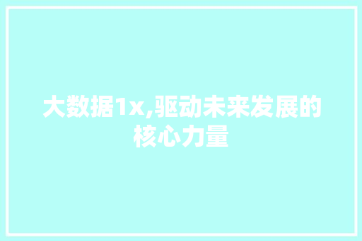 大数据1x,驱动未来发展的核心力量