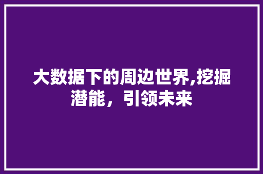 大数据下的周边世界,挖掘潜能，引领未来