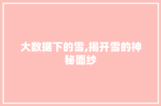 大数据下的雪,揭开雪的神秘面纱