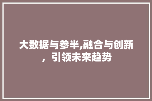 大数据与参半,融合与创新，引领未来趋势