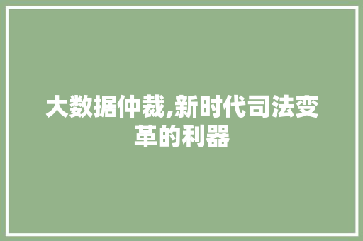 大数据仲裁,新时代司法变革的利器