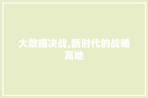 大数据决战,新时代的战略高地