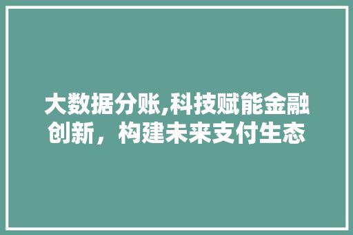 大数据分账,科技赋能金融创新，构建未来支付生态