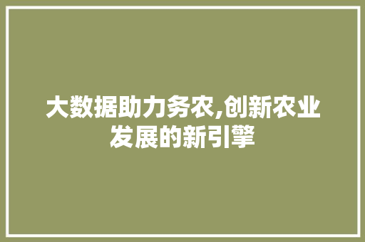 大数据助力务农,创新农业发展的新引擎
