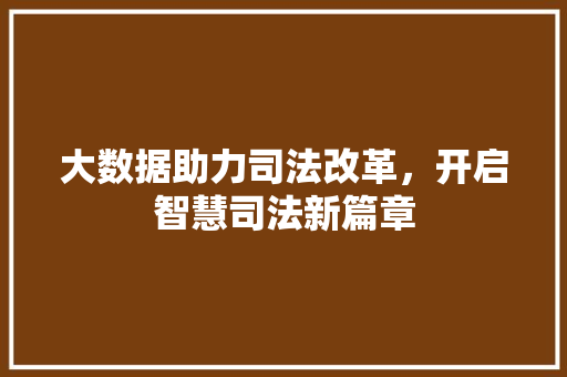 大数据助力司法改革，开启智慧司法新篇章