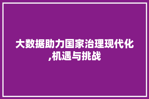 大数据助力国家治理现代化,机遇与挑战