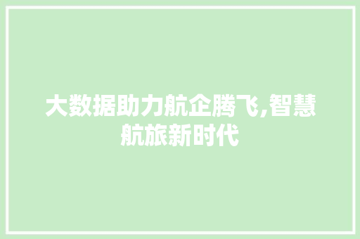 大数据助力航企腾飞,智慧航旅新时代
