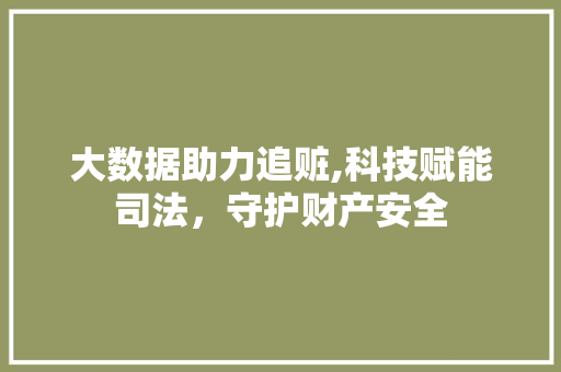 大数据助力追赃,科技赋能司法，守护财产安全