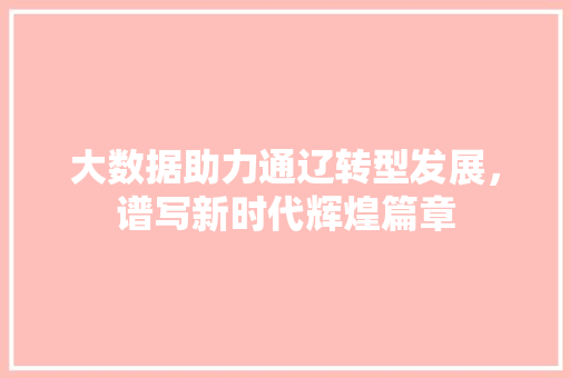 大数据助力通辽转型发展，谱写新时代辉煌篇章