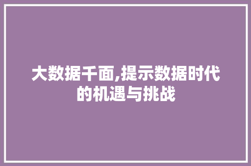 大数据千面,提示数据时代的机遇与挑战