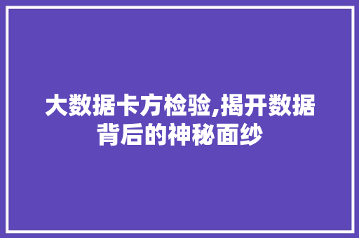 大数据卡方检验,揭开数据背后的神秘面纱