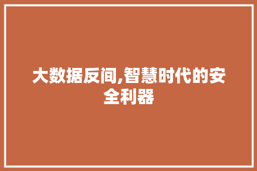 大数据反间,智慧时代的安全利器