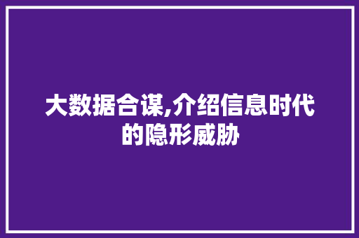 大数据合谋,介绍信息时代的隐形威胁