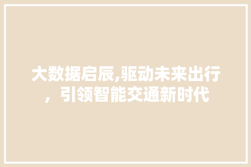 大数据启辰,驱动未来出行，引领智能交通新时代