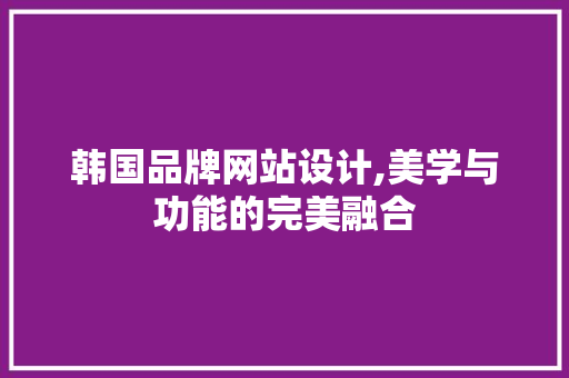 韩国品牌网站设计,美学与功能的完美融合