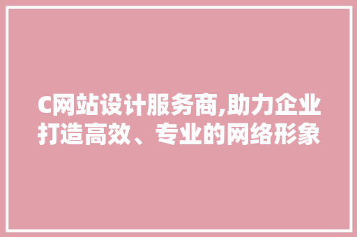 C网站设计服务商,助力企业打造高效、专业的网络形象